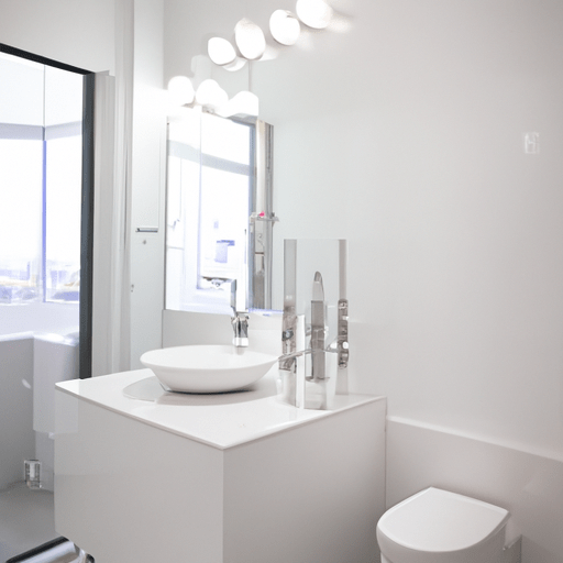 חדר רחצה מודרני מעוצב להפליא עם קווים נקיים ואסתטיקה מינימליסטית