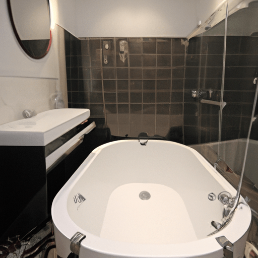 תמונה אחרונה של חדר אמבטיה מעוצב המשלב את כל האלמנטים הנדונים