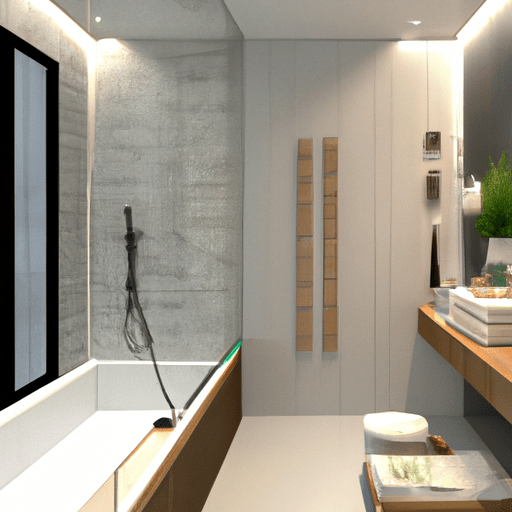 עיצוב חדר אמבטיה מושלם, המציג שילוב הרמוני של פונקציונליות וסגנון.