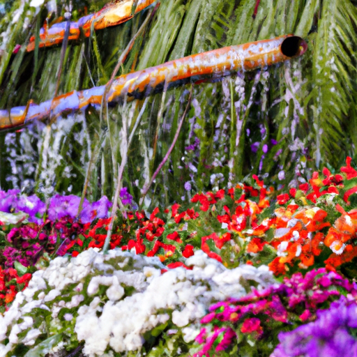 נוף פנורמי של פסטיבל הפרחים המציג מתקנים פרחוניים צבעוניים.